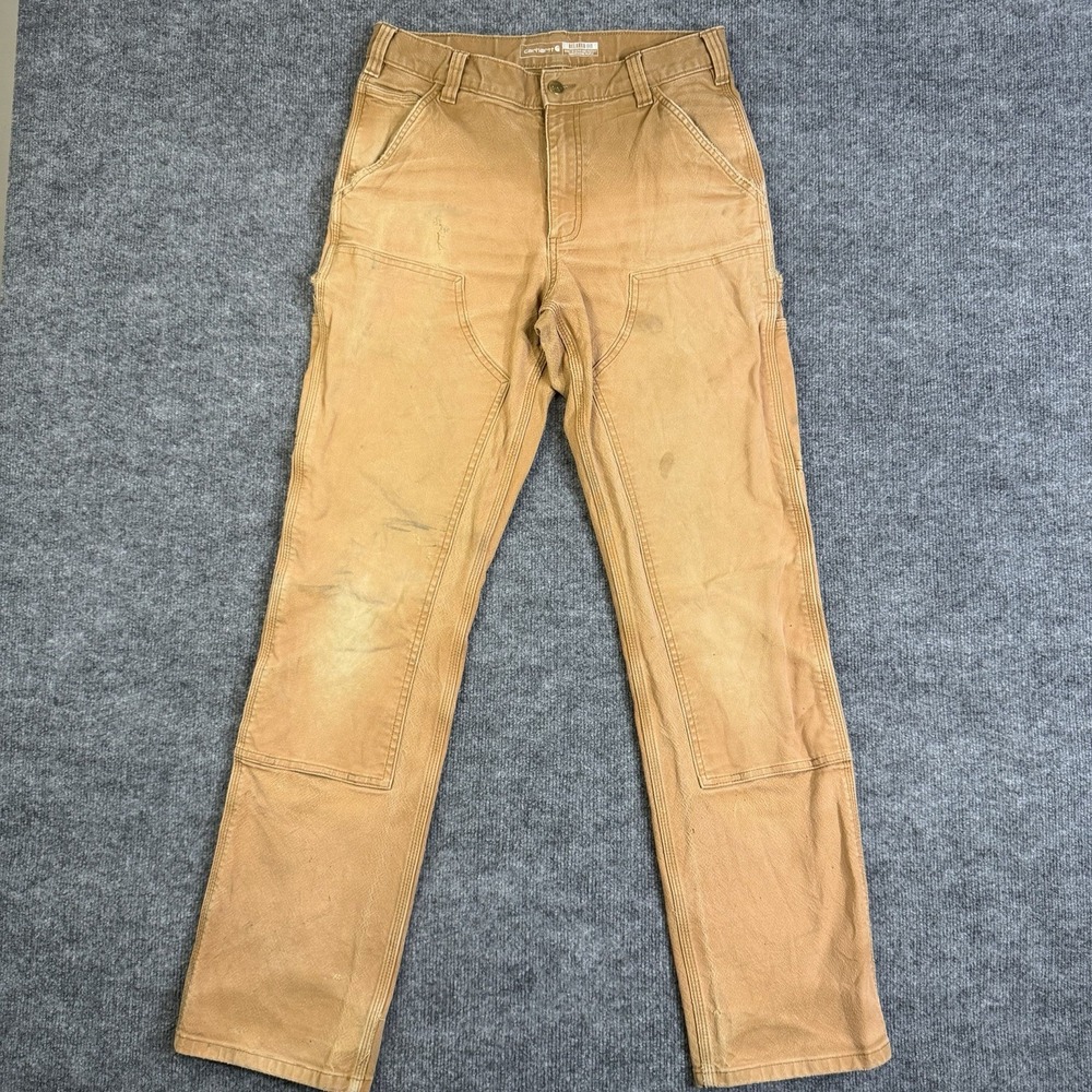 Carhartt Dungaree Pants Men 31x34 Brown Double Knee Canvas Utility Carpenter